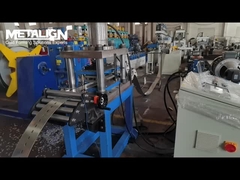 Solar strut channel roll forming machine with flying hydraulic cutting and logo embossing