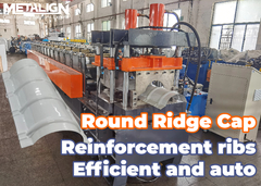 Chain Drive Roll Forming Machine For Curved Ridge Cap With Hydraulic Rib Press