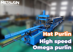 High-Speed Chain-Driven Hat Purlin Roll Forming Production Line with Hydraulic Cutter and Automated 