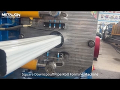 Automated Roll Former For Custom Square Downspout Pipe Featuring Hydraulic Cutting And Lock Edge