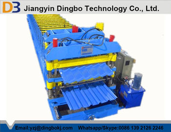 5.5kw Roof Sheet Tile Roll Forming Machine in Wall / Roof Construction Hydraulic Cutting
