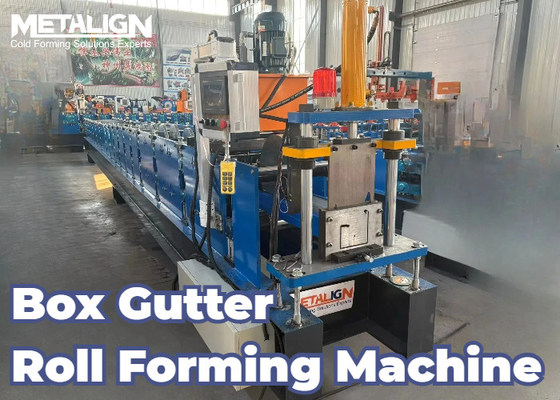 Efficient 0.7mm Metal Box Gutter Roofing Roll Forming Machine Chain Driving System