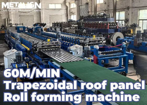 Full Automatic Trapezoidal Roofing Roll Forming Machine 60m/Min Flying Hydraulic Cut