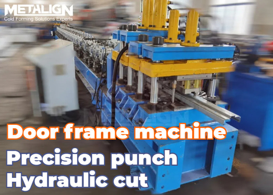 High Precision Door Frame Roll Forming Machine With Post Punching System Guide Post Structure 26 Pass Forming