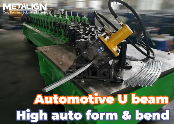 U Shape Metal Beam Automotive Roll Forming Machine With Precision Bending And Hydraulic Cutting
