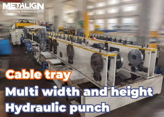 Heavy Duty Cable Tray Roll Forming Machine With Adjustable Width Dual Wall Structure And Hydraulic Punching