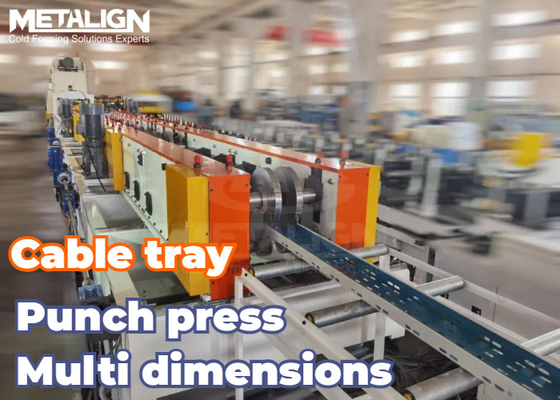 Adjustable Width Slot Type Cable Tray Roll Forming Machine For Pre Punched Steel Profiles