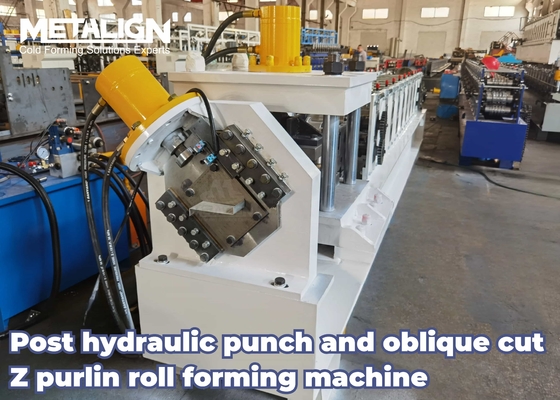Post Hydraulic Punch And Oblique Cut Z Purlin Roll Forming Machine 15m/Min 7.5Kw