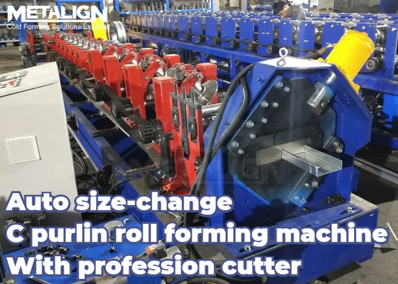 Auto Size Change C Purlin Roll Forming Machine Price 15m/Min With Profession Cutter