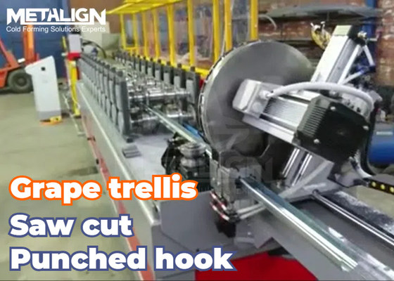 Hydraulic Punching And Cooling System Customized Roll Forming Machine For Metal Grape Vine Support Profiles
