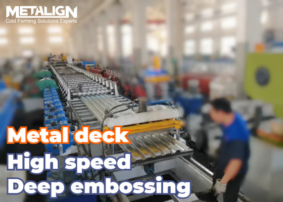 Embossed Concrete Bonding Metal Deck Floor Roll Forming Machine With Electric Sync Table