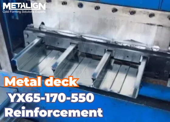 95mm Shaft Diameter Embossing Metal Roll Forming Equipment For YX65-170-550 Floor Deck With Hydraulic Cutting System