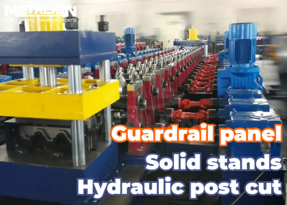 15m/min Yüksek hassasiyetli W Panel Roll Guardrail Forming Machine 3 ′′ 4mm Galvanize Çelik için