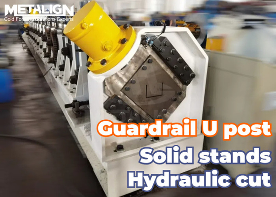 3-4mm Ağır Çelik U Post Roll Formasyon Makinesi, Inline Punching ve Stop Cut Sistemi