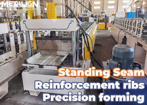 High Precision Standing Seam Roofing Roll Forming Machine With Chain Drive And Hydraulic Cutter