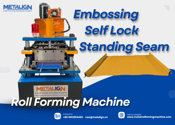 Self Lock Embossed Roofing Roll Forming Machine With Chain Drive Safety Cover