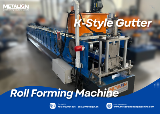 K-Style Rain Gutter Roofing Roll Forming Machine With 0.4-0.8mm Material Thickness And 15-20m/Min Forming Speed