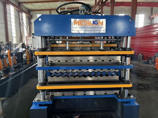 Colored Steel Roof Glazed 3 Layer Roofing Roll Forming Machine With Gear Bearing Motor For High Quality Tile Production